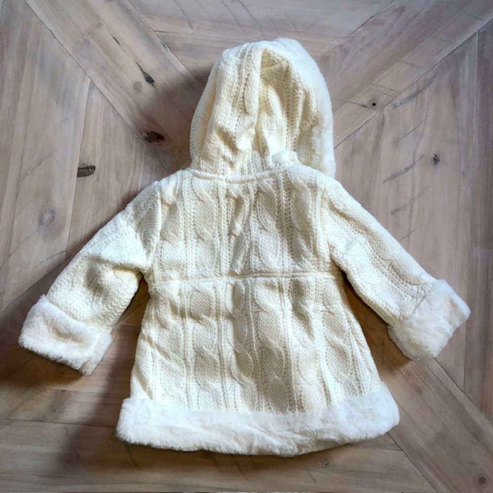 Winter White Knit Coat Size 12-18M - Picture 4 of 4
